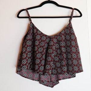 Vintage Burgundy Patterned Tank Top, Sizes XXS - S